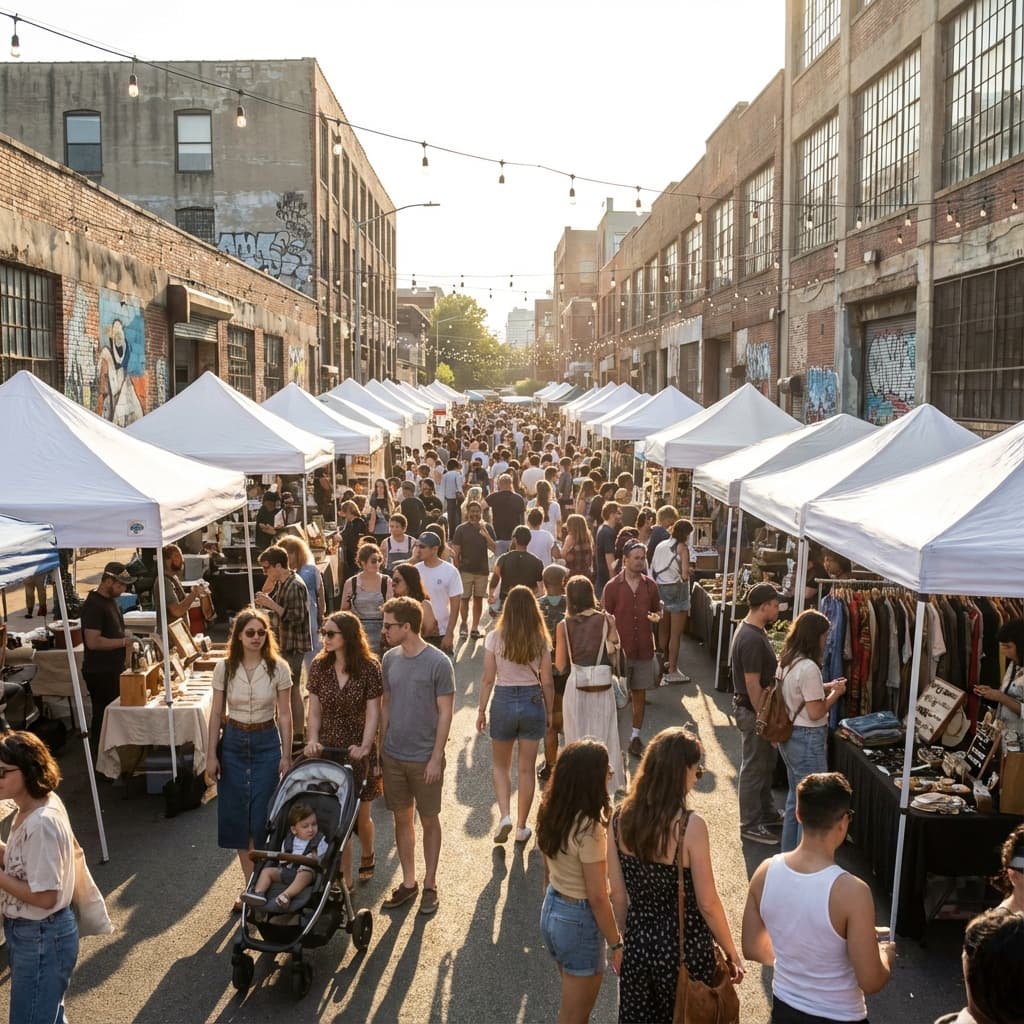 Bustling Red Hook street market